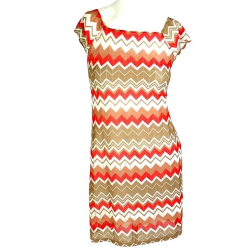 Fresh of LA Retro Chevron Cap Sleeve Sheath Dress